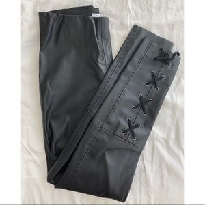 Dex Faux Leather Leggings with Tie up detail